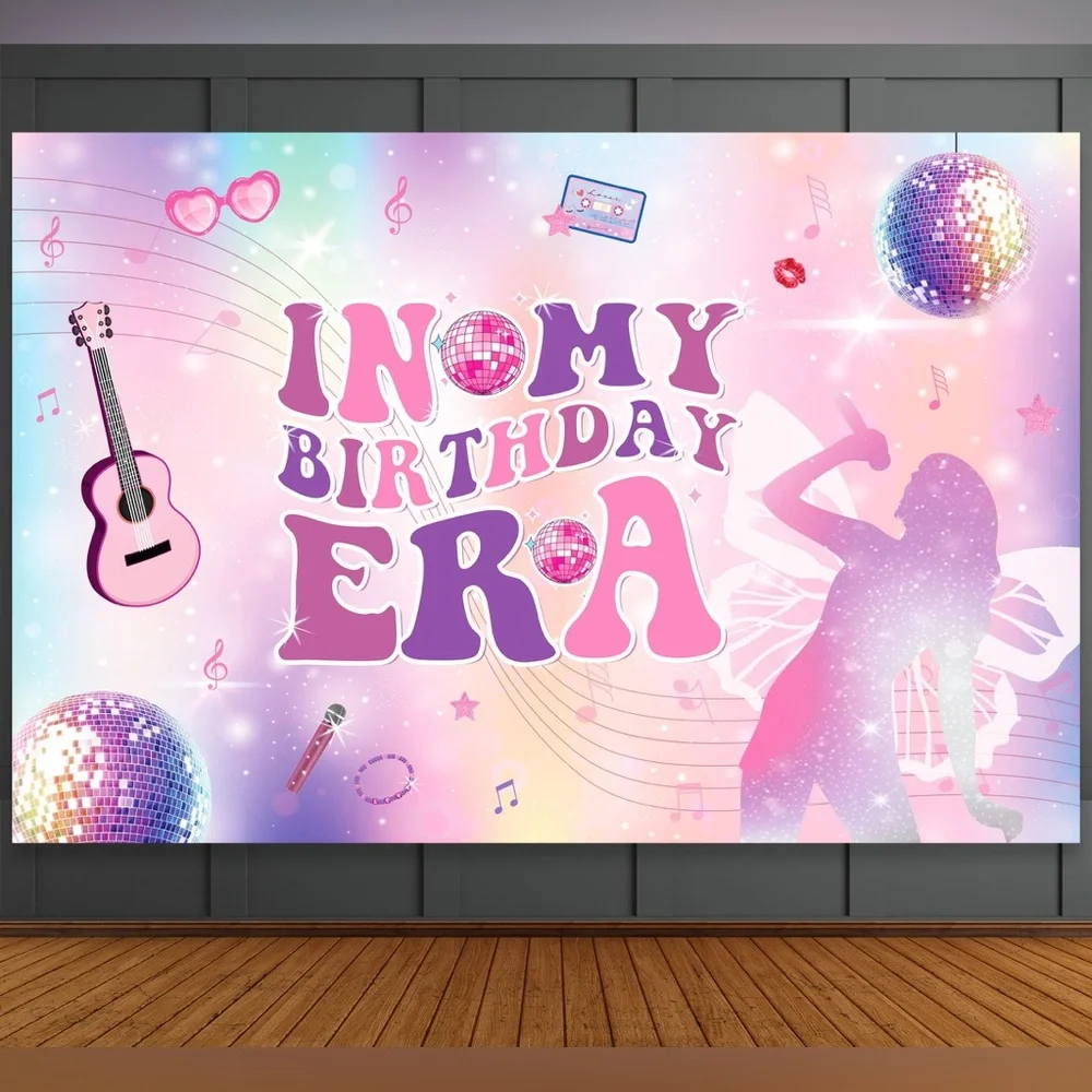 NWT In My Birthday Era Backdrop 6x4ft Music Theme Party Decoration